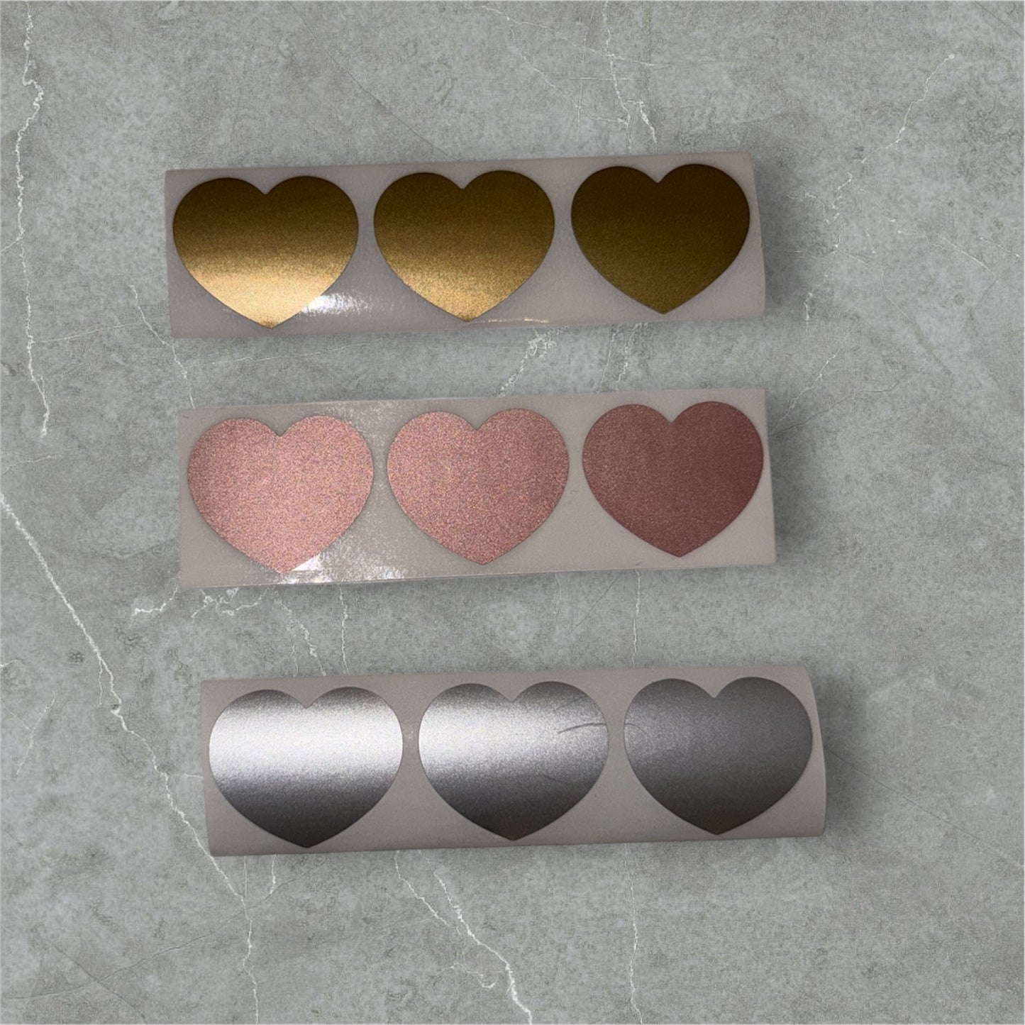 Rubbelherze in Rosa, Silber und Gold