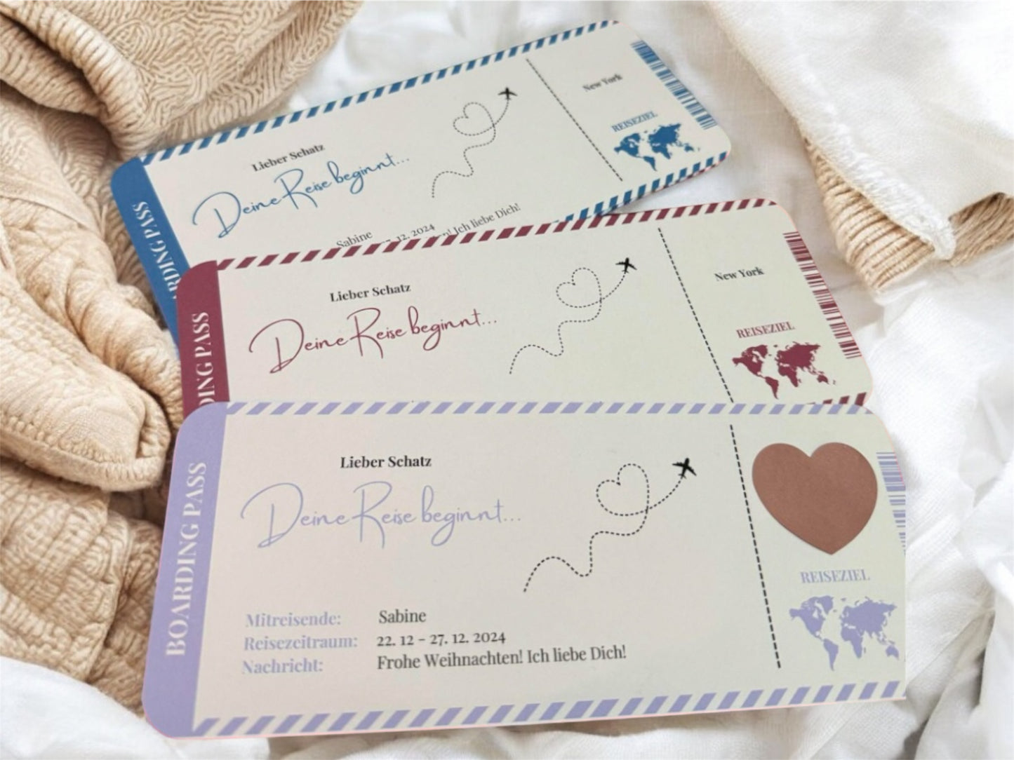 CLASSIC WHITE EDITION – Personalisierter Reisegutschein im Boarding Pass-Design | Rubbelkarte & Gutschein für Reise & Urlaub | In Verschiedenen Farben bedruckt | Perfektes Reisepass-Geschenk