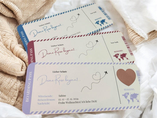 CLASSIC WHITE EDITION – Personalisierter Reisegutschein im Boarding Pass-Design | Rubbelkarte & Gutschein für Reise & Urlaub | In Verschiedenen Farben bedruckt | Perfektes Reisepass-Geschenk